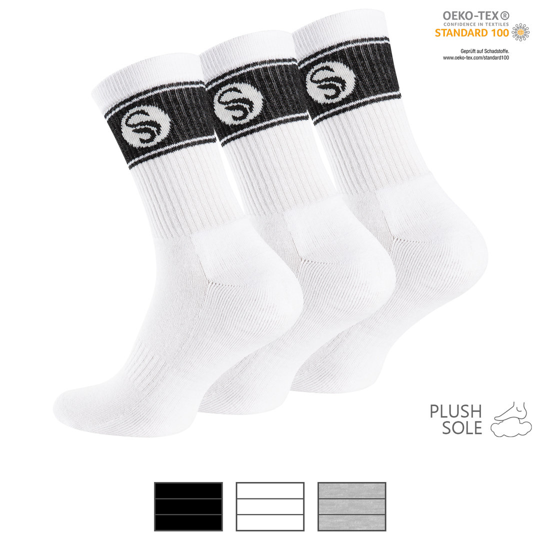 Stark Soul® 3er Pack Sportsocken in RETRO Optik mit Frotteesohle - Farbe wählbar