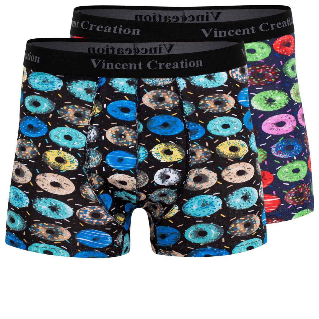 Vincent Creation® 2er Pack Herren Boxershorts Baumwolle mit Donut-Motiv