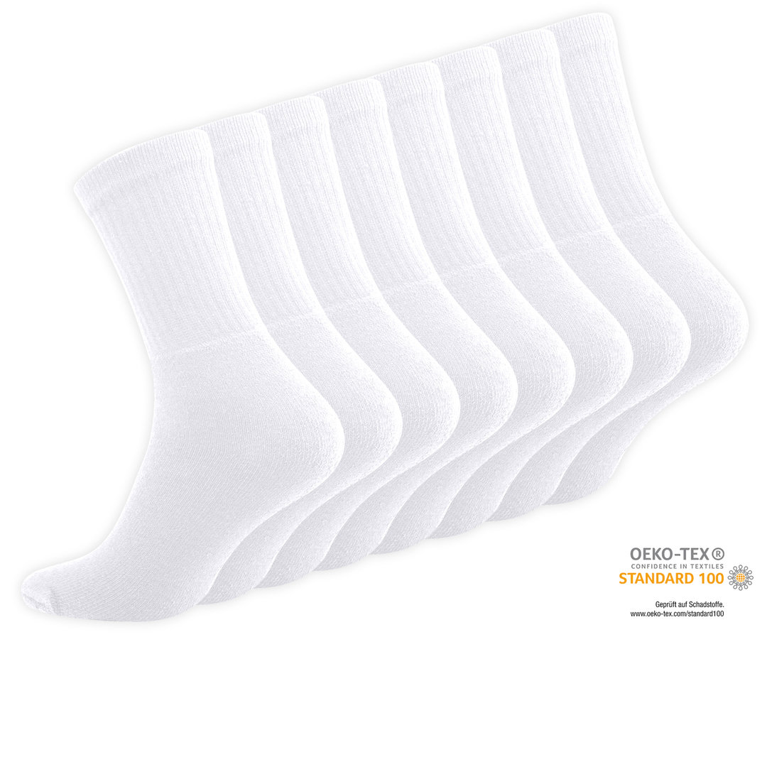 8er Pack Unisex Baumwoll Sport- und Freizeitsocken in weiss