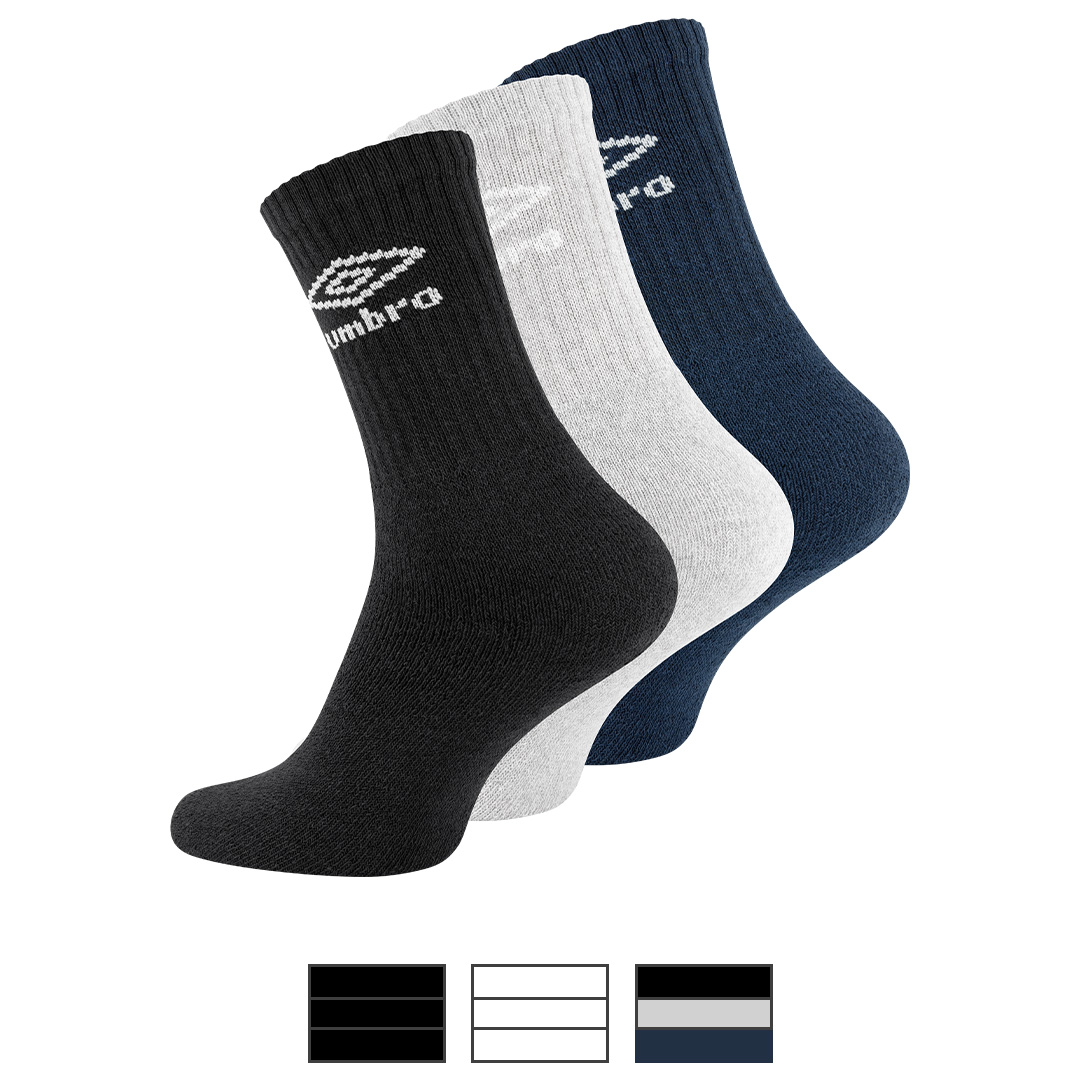 UMBRO® 3er Pack Herren Sportsocken aus Baumwolle - Farbe wählbar