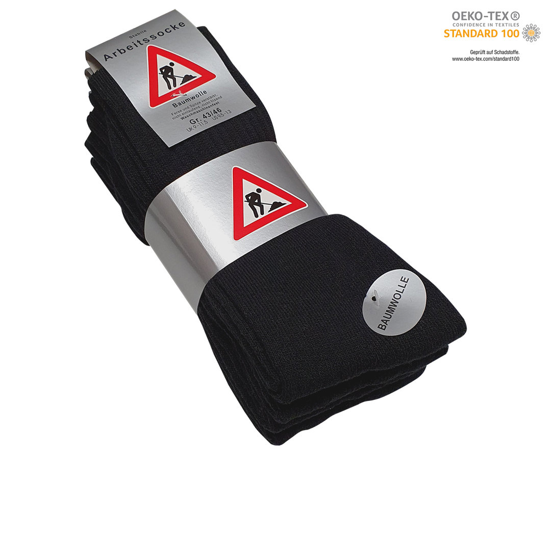 5er Pack Herren Arbeitssocken robust und strapazierfähig in schwarz
