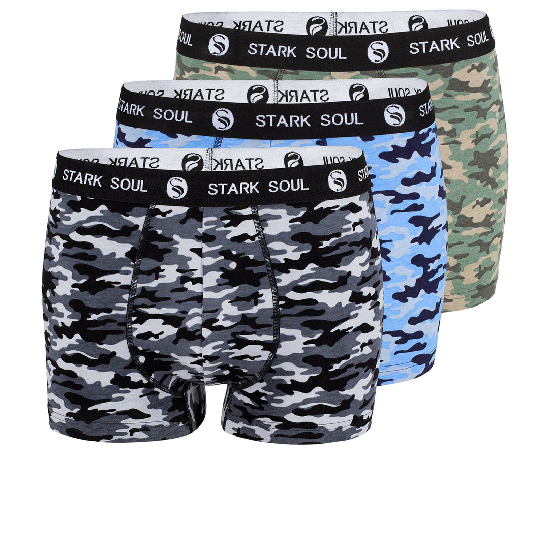 Stark Soul® Boxershorts 3er Pack aus Baumwolle in Camouflage-Optik