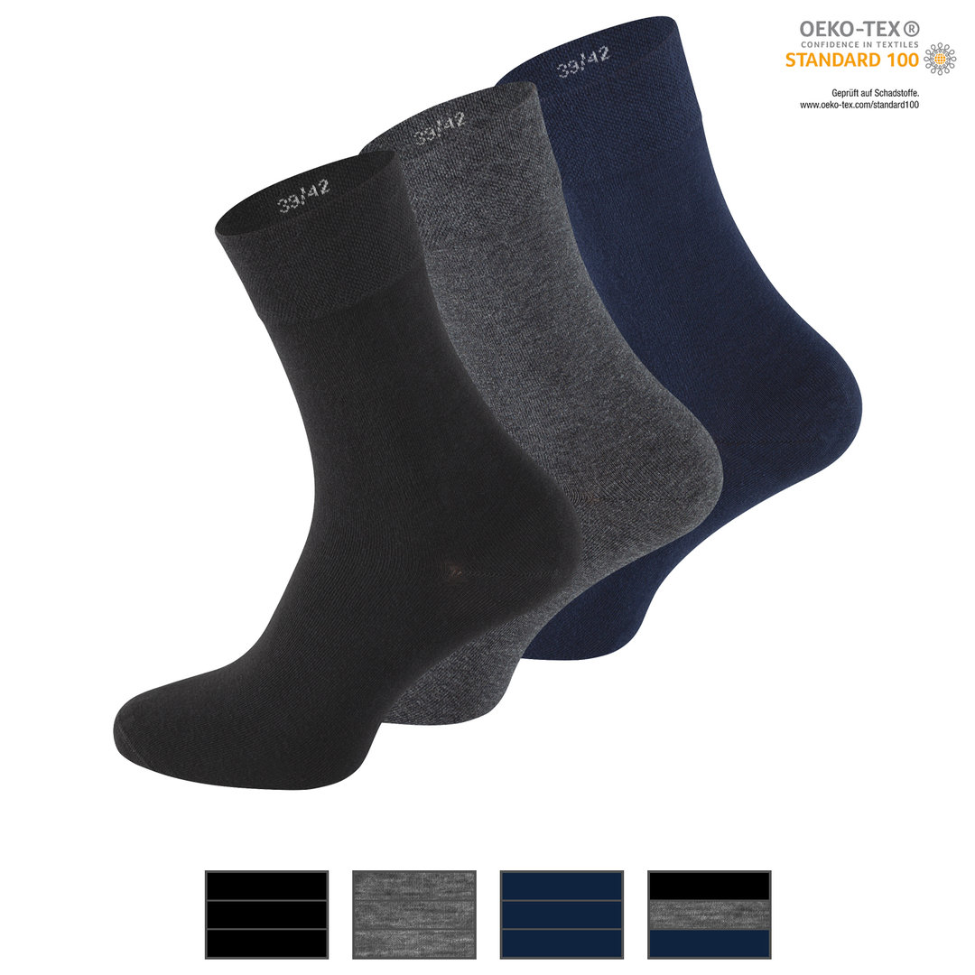 Clark Crown® 3 Pack Herren PREMIUM Business Socken - gekämmte Baumwolle