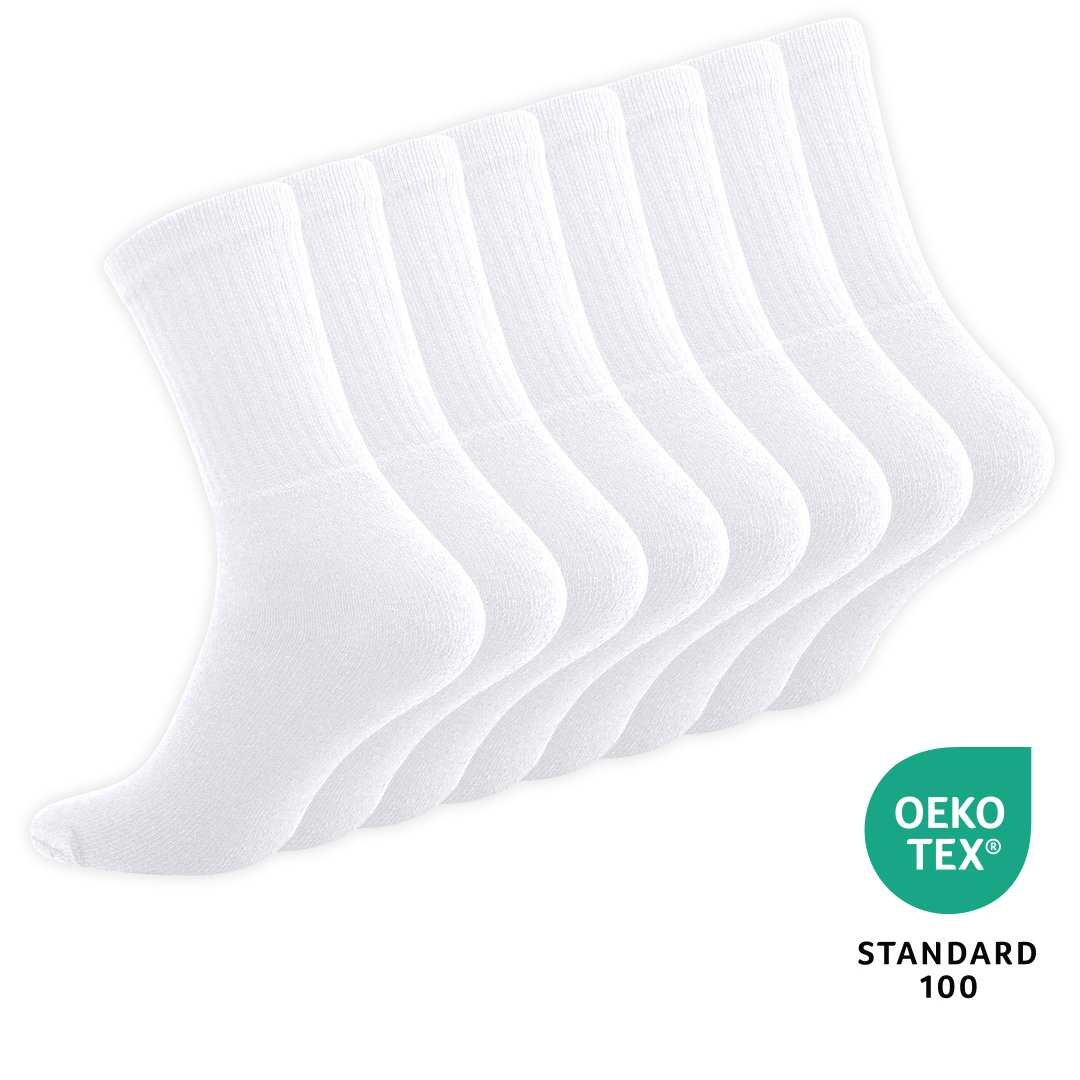 Unisex Baumwoll Tennissocken 8er Pack - Freizeitsocken weiss