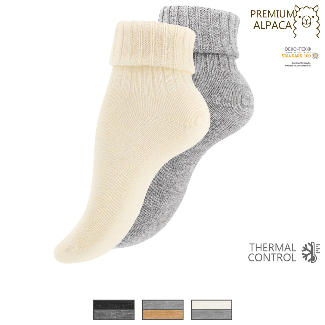 Damen Alpaka Socken 2er Pack mit Umschlag - Farbe wählbar