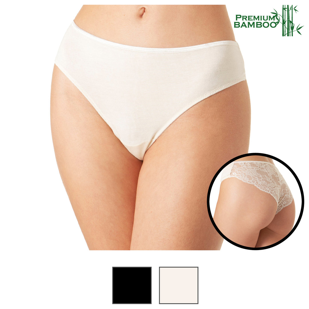 yenita® Damen Slip mit Spitze "BAMBUS" - Farbe wählbar