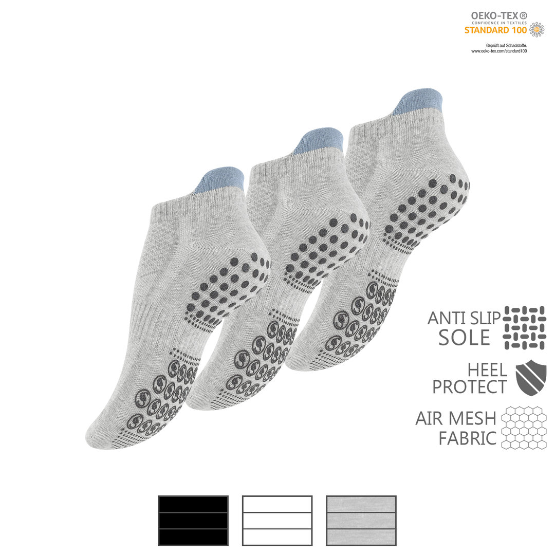 Stark Soul® Damen 3er Pack Sport Sneakersocken mit ABS-Sohle - Farbe wählbar